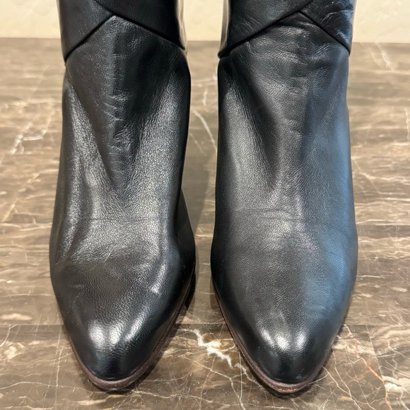 Vintage Joseph Black Leather 80s Style Fold Over Kitten Heel Boots - Picture 7 of 10